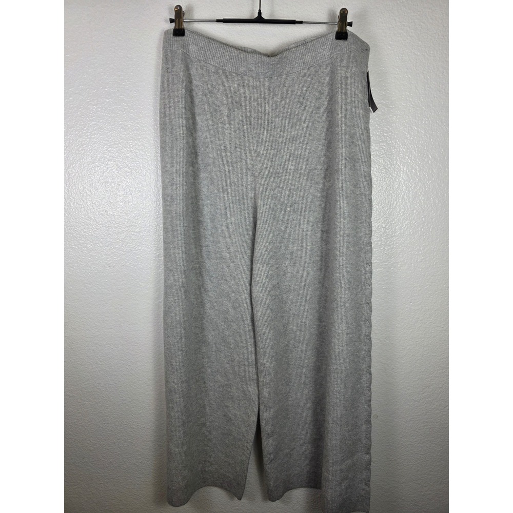 Auden Luxury Collection Luxe Cozy Wide Leg Ribbed Knit Pants Heather Gray XXL